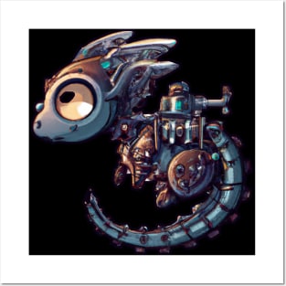 Steampunk Kawaii Dragon Robot Posters and Art